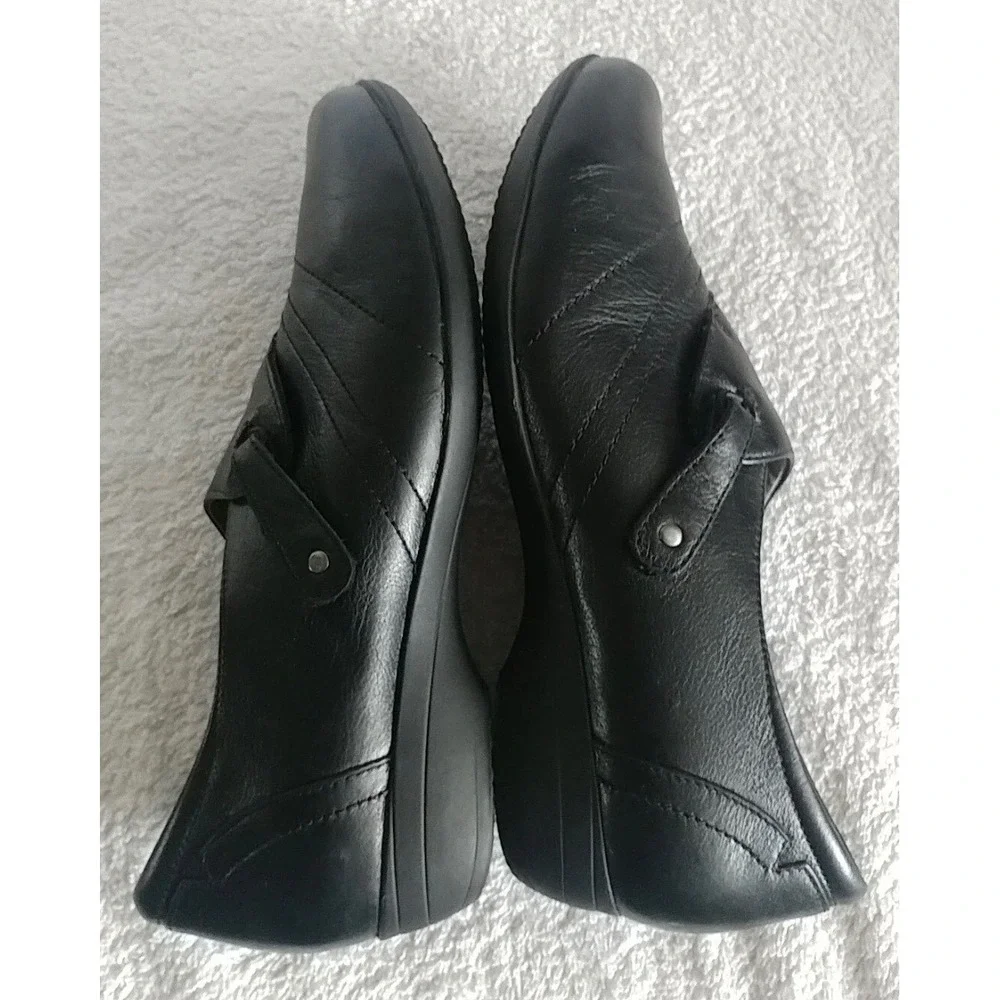 Dansko Black Leather Slip On Pleated Comfort Loafers 5500020200 Size 37
